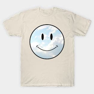 cloud background vintage classic Smiley Face Black Outline T-Shirt